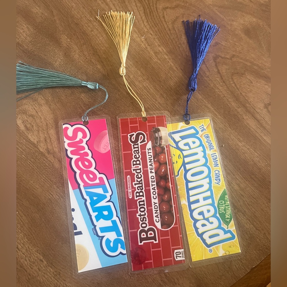 Sweet Tarts Lemonhead Boston Baked Beans Candy Bookmarks Handmade Set w/ Tassels